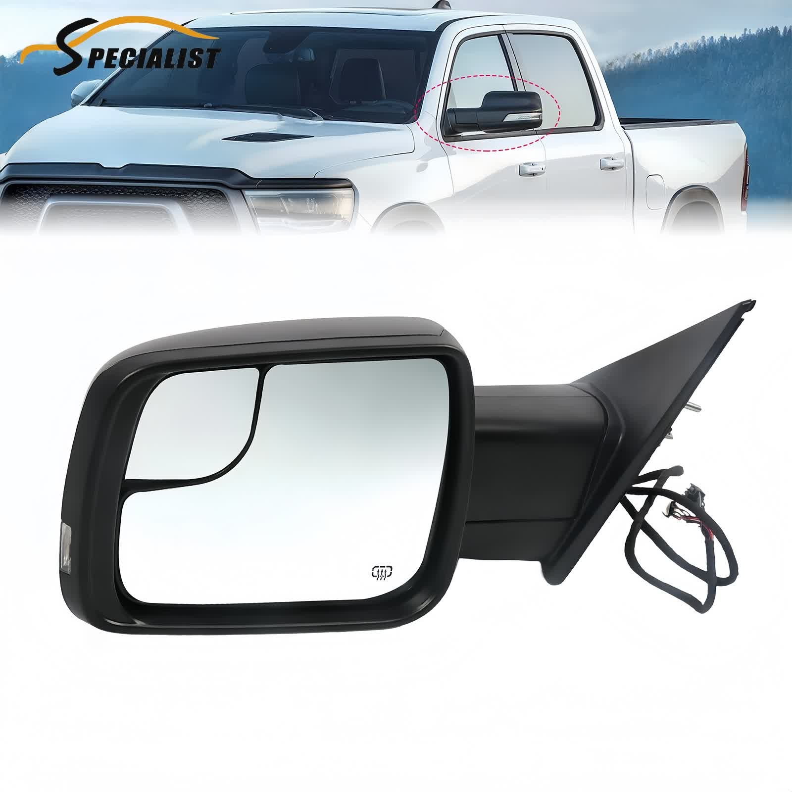 10-Pins Black Left Side Power Mirror Textured For 2019-2024 Ram 1500 68462769AB thumbnail 16