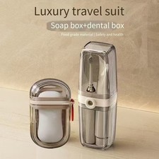 2 Piece Soap Dish with Lid and Toothbrush Case Set for Organized Travel Storage