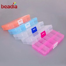 Hot 10 Slots Transparent Plastic Acrylic Beading Storage Box Organizar