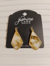 Jasmine Lane Marble Drop Gold Tone Earrings Fashion Jewelry New --Free Shipping!