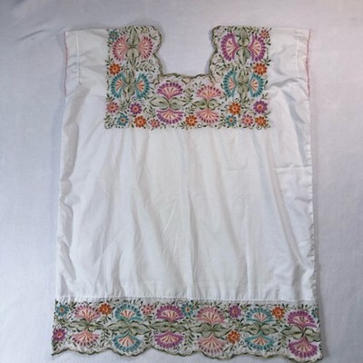 Authentic Mexican Hand Embroidered Sleeveless Huipil Blouse
