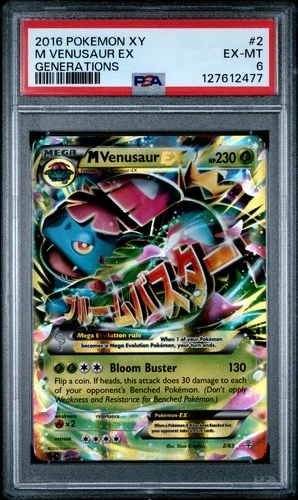 2016 POKEMON XY GENERATIONS #2 M VENUSAUR EX PSA 6