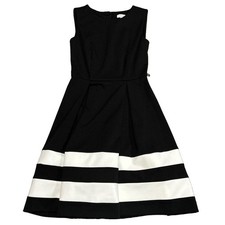 Calvin Klein Women's Black & White Striped Sheath Dress Size 2