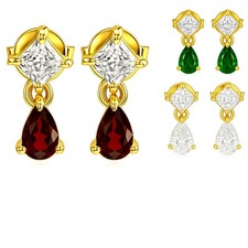 18K Gold über Messing Träne & Prinzessschliff Edelstein Ohrringe, Chic TGE1046