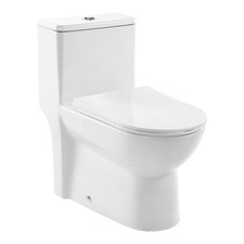 Skirted Elongated One-Piece Toilet 1.1/1.6GPF, 16in Comfort Height, White