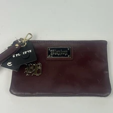 Playboy Embossed Wine Wristlet Zip Wallet Playboy Bunny Charm NWT
