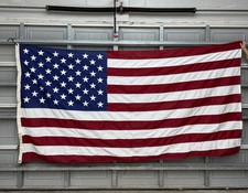 Large USA American Flag 100% Cotton Embroidered Stars Made in USA 9 x 5