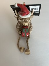 Hobby Lobby Christmas Holiday Highland Cow Shelf Sitter Ornament Figurine NEW