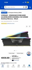 BRAND NEW CORSAIR VENGEANCE RGB 64GB (2x32GB) DDR5 6400MHz C32 UDIMM!!!