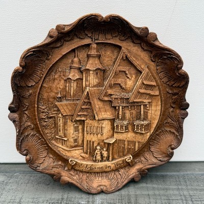 Vintage St. Johann in Tirol 3D Wandrelief Alpenszene Andenken Wandbehang