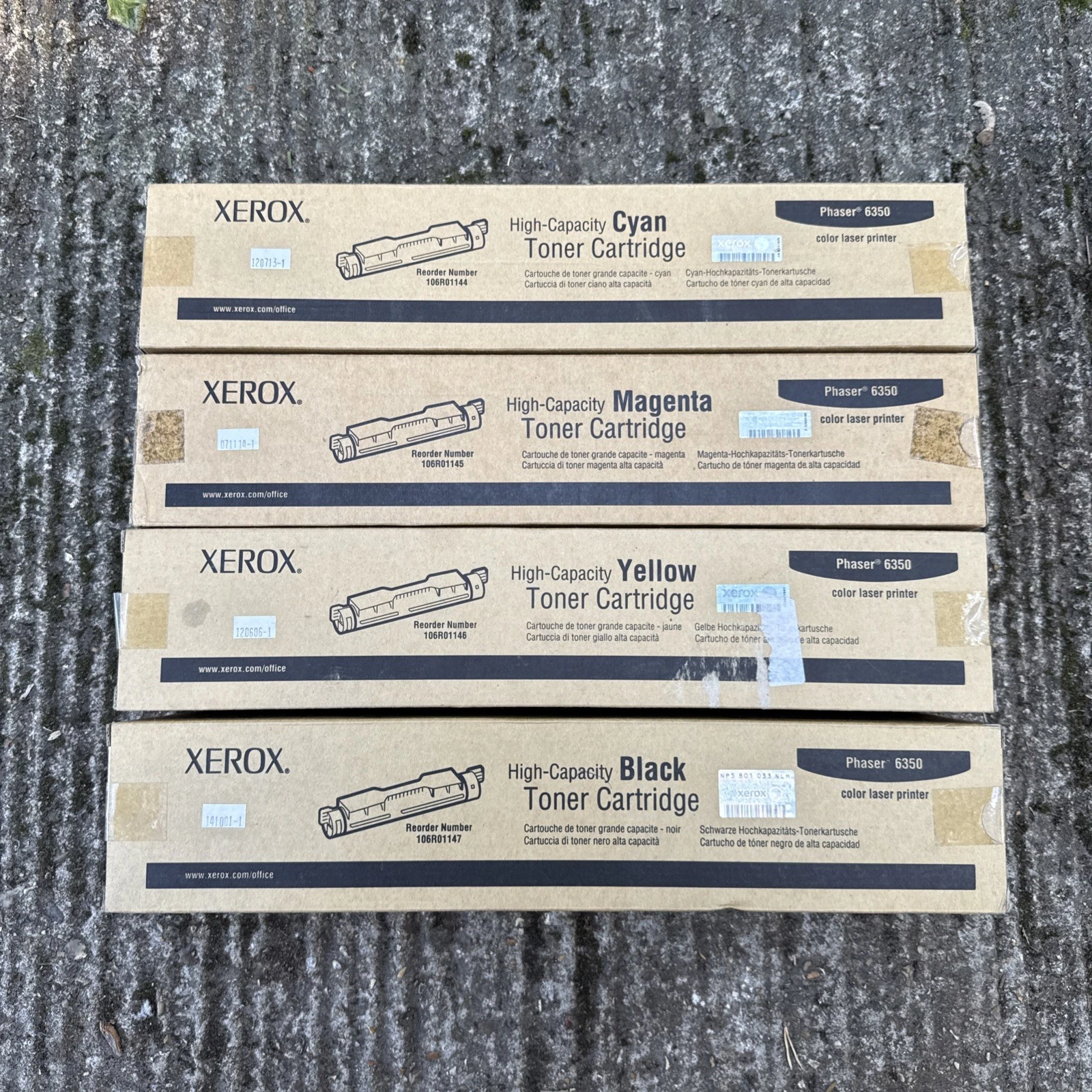 Set Of 4 Xerox Toners Phaser 6350 CMYK 106R01144 106R01145 106R01146 106R01147