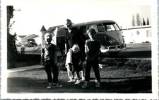 1960s Family by Classic VW Bus Volkswagen Microbus Vintage Photo
