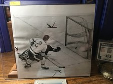 1956 Detroit Red Wing Bob Goldham Press Photo, Action Scoring Goal 2-13-1956