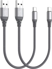 Short USB Type C Cable 2-Pack 1ft , USB A to USB C 3.1A Fast Charging Charger