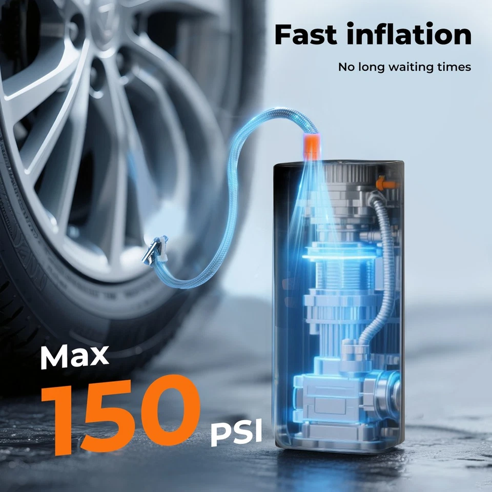 Manan Car Tyre Inflator Cordless Digital Rechargeable Tire Air Compressor Pump - Image 3 of 4