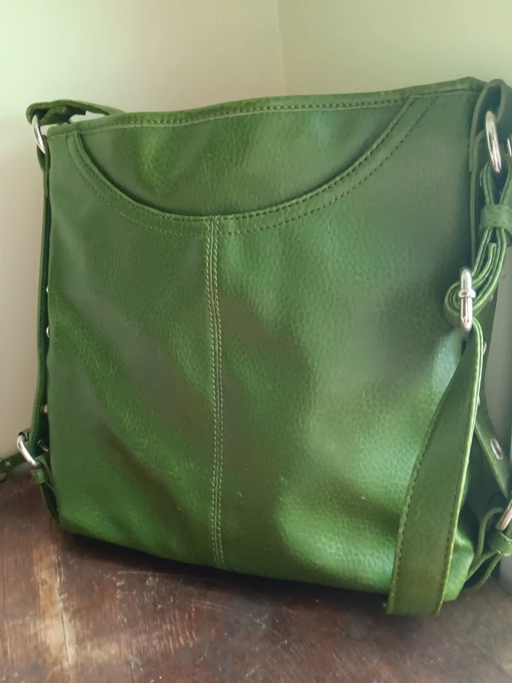 RARE Franco Sarto Vintage Classic Green Leather Medium Hobo Handbag Crossbody - Image 2 of 4