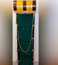 Rare Vintage Paris Mfg. Co. Wooden Toboggan Snow Sled Green Cushion Seat