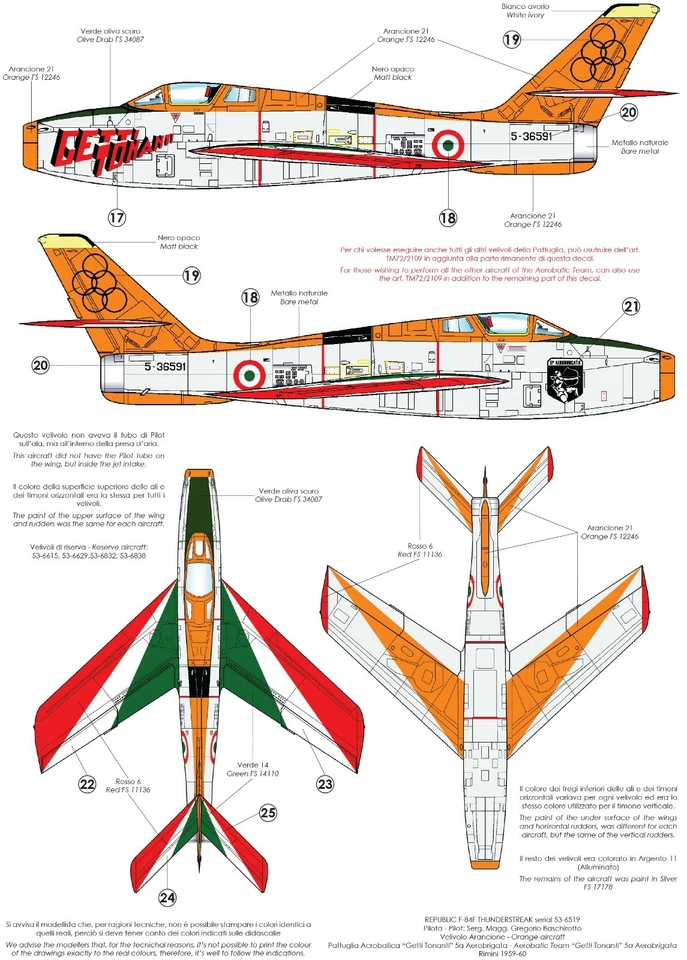 TAURO MODEL TM72/526 PATTUGLIA ACROBATICA LANCERI NERI E CAVALLINO RAMPANTE 1:72 - Immagine 4 di 4
