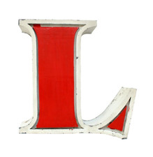60s Industrial vintage 3D letter L metallic channel decor signage Romania rare