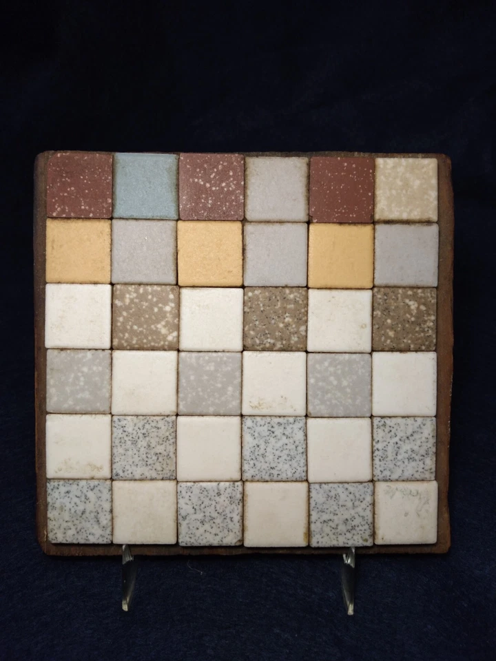 Mid Century Trivet Art Tiles On Wood - Image 2 of 4