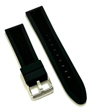 Original Bulova 22mm 98B348 Black Rubber Watch Band Strap with Silver Buckle