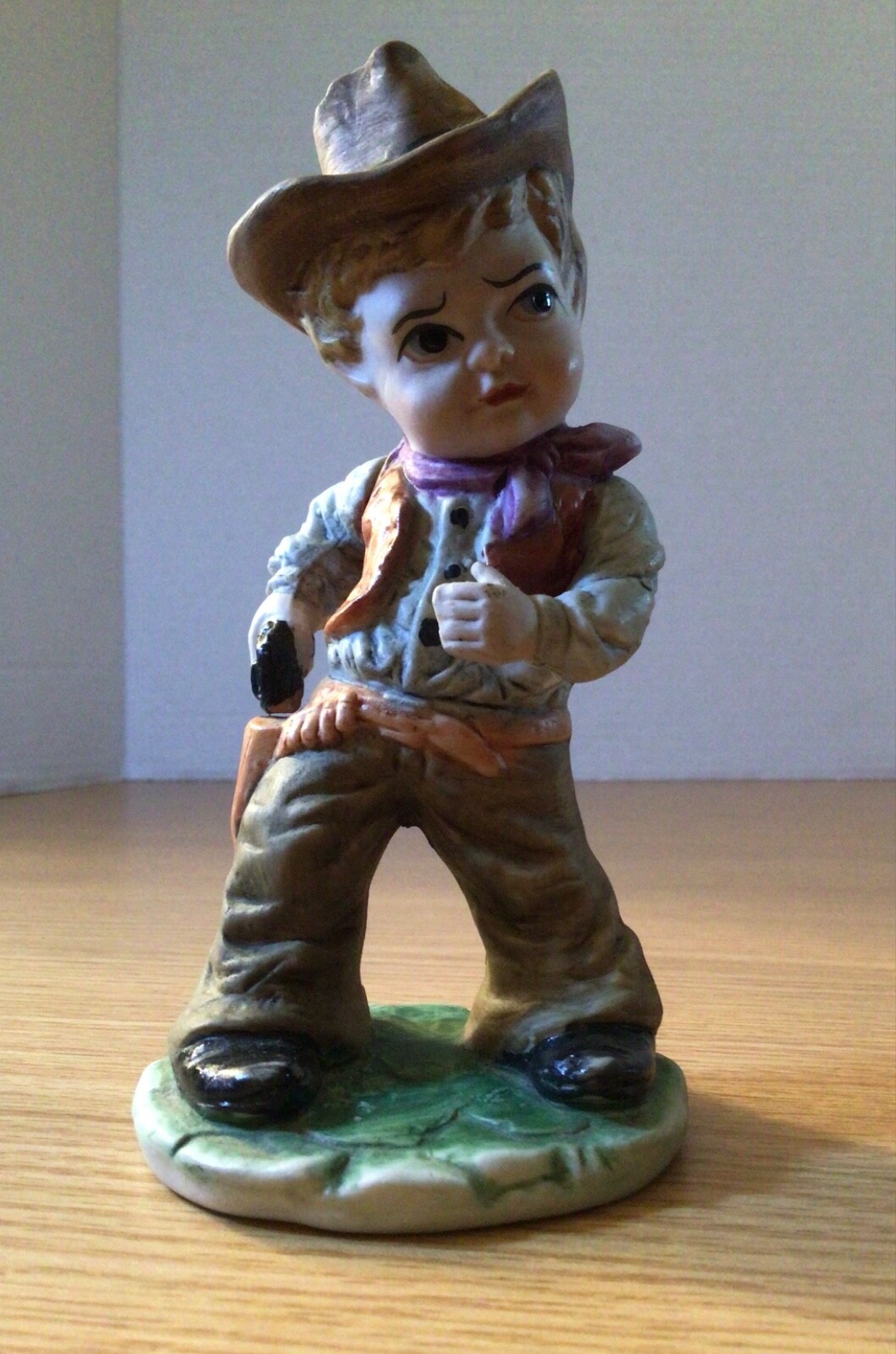 Two Vintage Rare Frankel Child Like Cowboy Figurines/Statues Ceramic