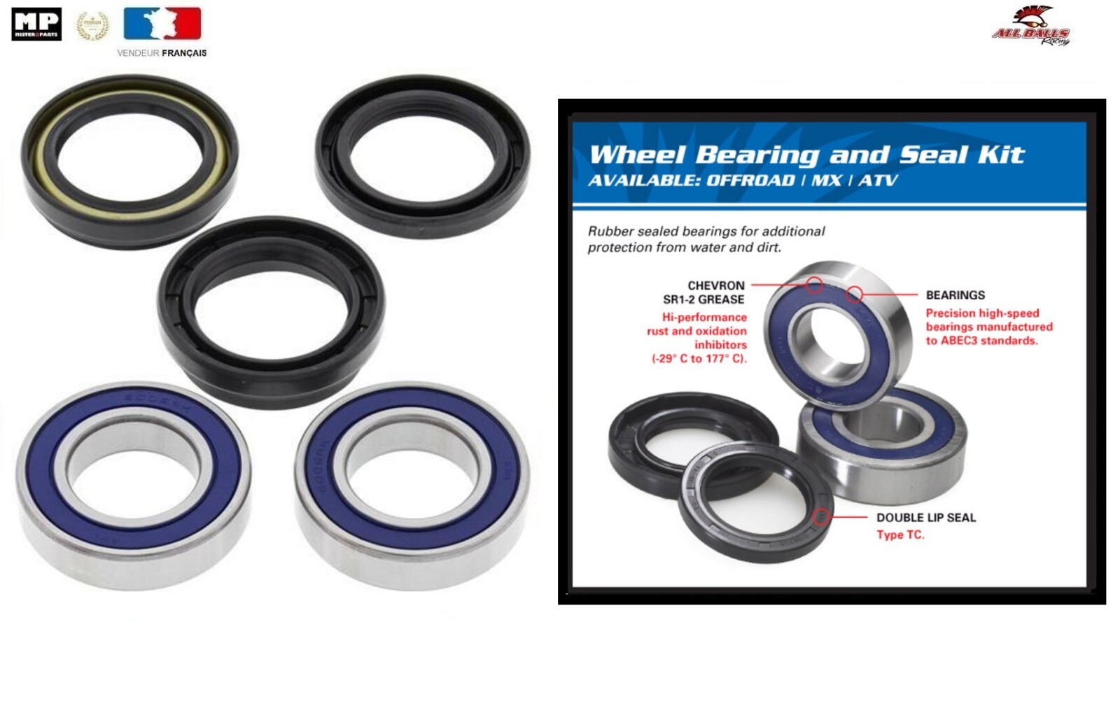 Roulement de roue avant Suzuki LT-A 400 All Balls pour franchissement boue