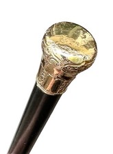 Vintage Antique 19C Gold Filled Top Theatre Swagger Knob Walking Stick Cane Old