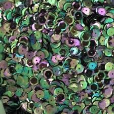 8mm Cup Sequins Dark Rainbow Iris Shiny Metallic. Made in USA