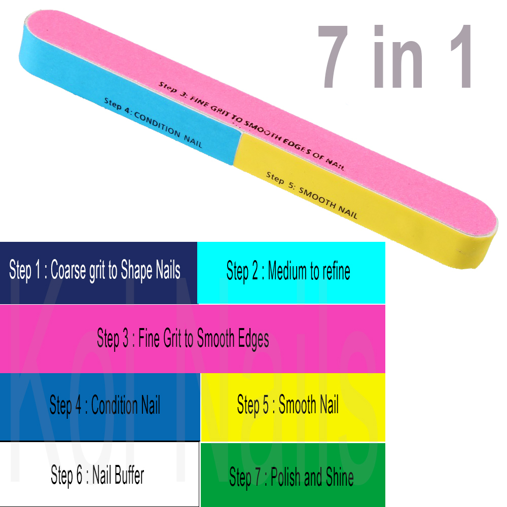 7 x 7 in 1 Nail File buffer Grit Washable Foam Files nails Manicure Pedicure