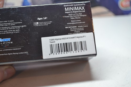 SPARK MINIMAX F1 2023 alpine btw A523 #10 - PIERRE GASLY - 1/64 SCALE CAR Y285 - Picture 6 of 6