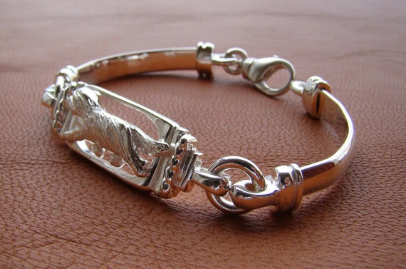 Pulsera de estudio móvil collie barbudo de plata de ley Foto 2 de 4