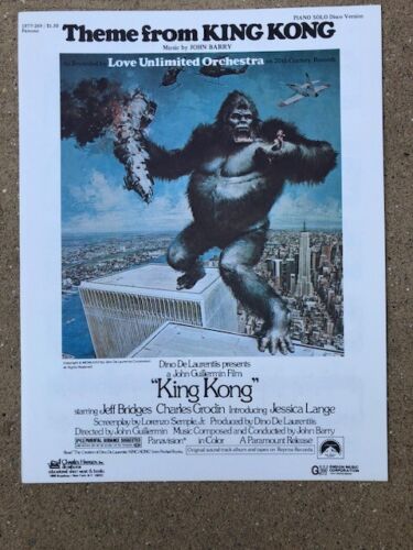 JOHN BARRY 1976 THEME from KING KONG Disco- Love Unlimited Orchestra sheet music - Afbeelding 1 van 2