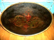 1780 Primitive Americana Tole Tray HP Folk Art PG Hatch Alligatored Crusty Rusty