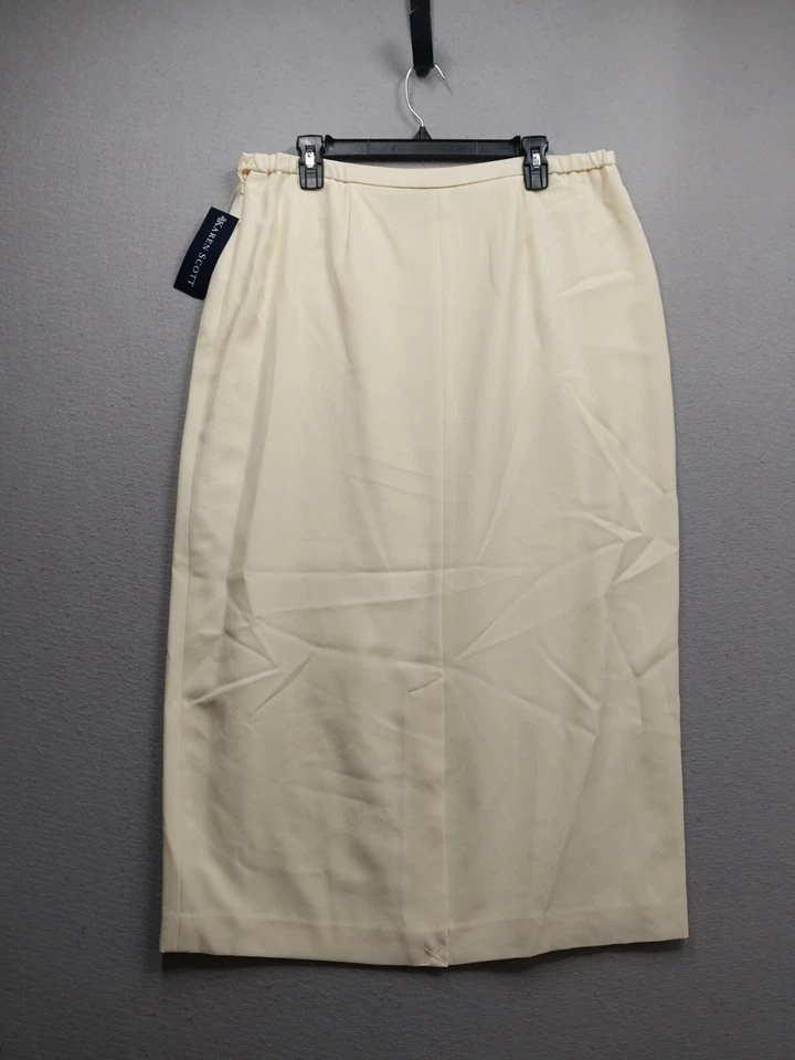 NUEVO CON ETIQUETAS Falda Karen Scott Mujer Plus 18W Amarillo Crepé Larga Recta Modesta Carrera Foto 2 de 4