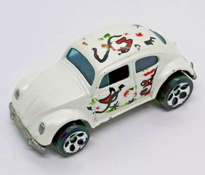 Vintage Hot Wheels Volkswagen Beetle Bug No Sunroof White 1988 - FREE SHIPPING
