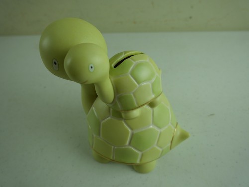 LENOX Porcelain 6" Tall Green Turtle Coin Bank, Still Piggy Bank, Gold Trim NEW - Picture 6 of 8