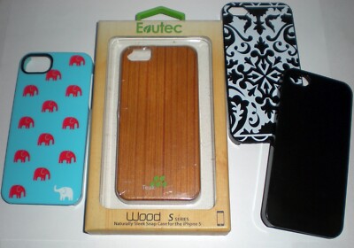 Lot of 4 cases for Apple iPhone 5/5s, 1 Real Wood, 3 thin profile snap on
