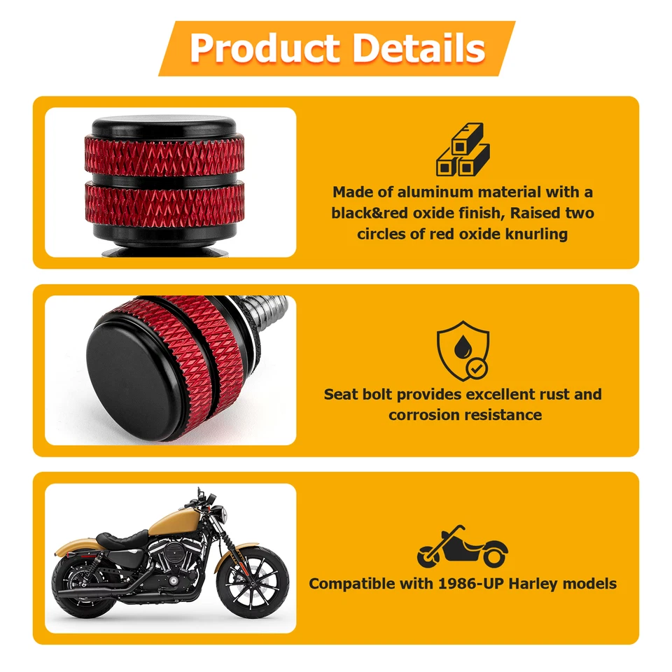 Tornillo de perno de asiento de guardabarros trasero de aluminio CNC apto para Harley Road King Electra Glide Foto 3 de 4