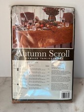 NEW Home Damask Round Tablecloth 70" autumn scroll