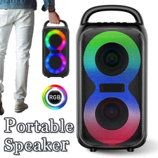 2500W Portable Bluetooth Speaker with Double 3-in Subwoofer Heavy Bass for Party