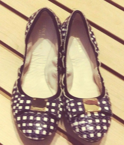 Cole Haan Tali Bow Ballet Flats Black and White Grid Women's Size 7.5 B - Picture 5 of 6