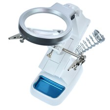 LED Helping Hand Clamp Magnifying Glass Soldering Iron Stand Lens Magnifier Tool