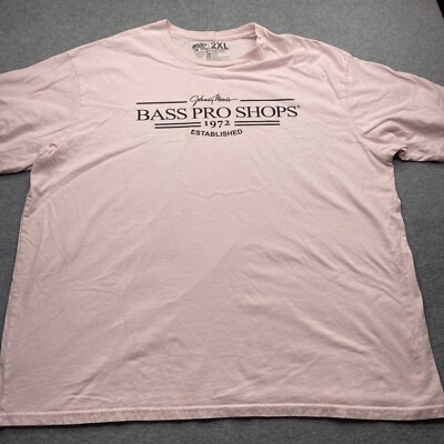 Bass Pro Shops Shirt Mens 2XL Crew Neck Pink Tee Johnny Morris Logo Fishing