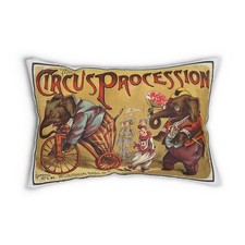 Vintage Circus - Double-sided - Spun Polyester Lumbar Pillow - 20x14