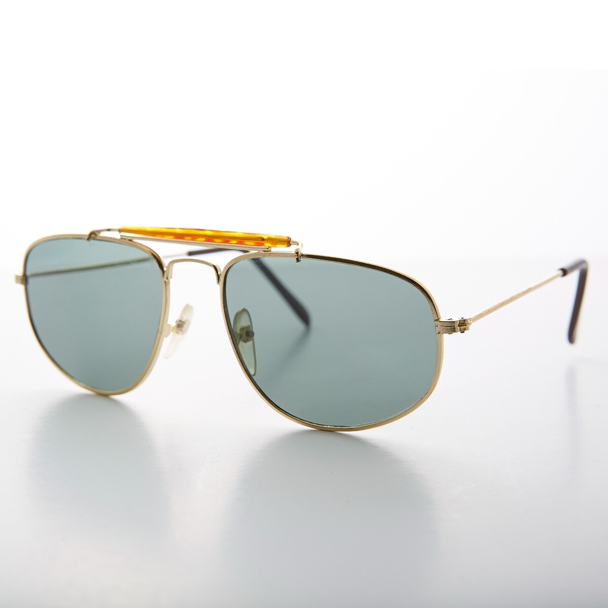 Univis USA Bronzini Gold Square Aviator Sunglasses Vintage Retro Unisex Horizon Sunnies – Square Aviator Metal Frame | Modern  main image 2