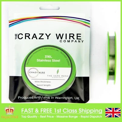 CRAZY WIRE COMPANY The Mesh Company SS316L 0.3mm Stainless Steel Wire | 29 AWG 10.61 Ω Round Wire