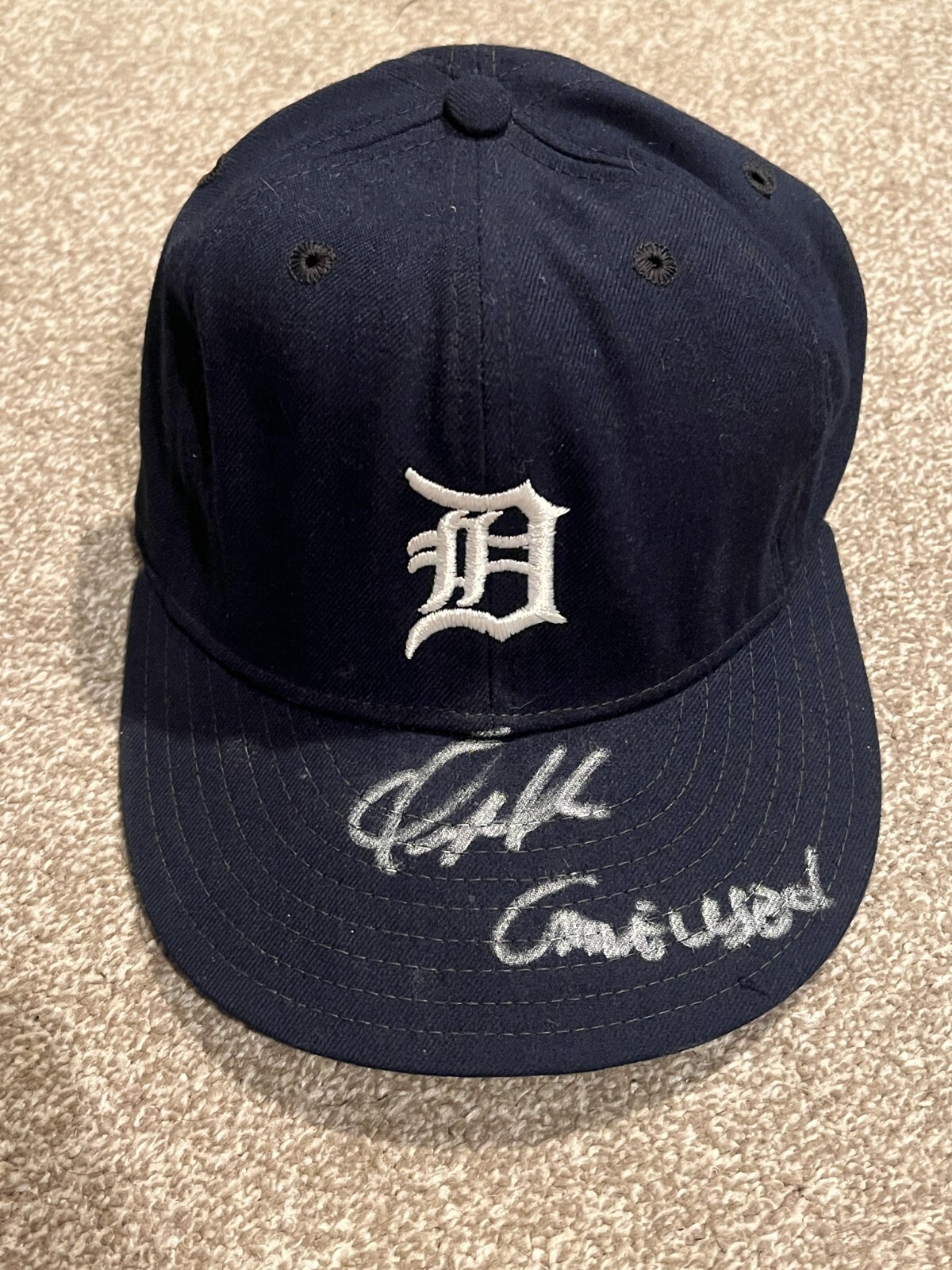 ORLANDO MERCADO SIGNED GAME USED BASEBALL HAT AUTO VTG 1987 DETROIT TIGERS MLB
