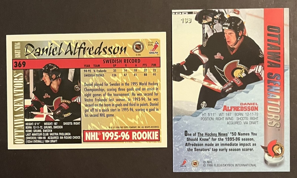 1995-96 TOPPS DANIEL ALFREDSSON #369 ROOKIE RC OTTAWA SENATORS