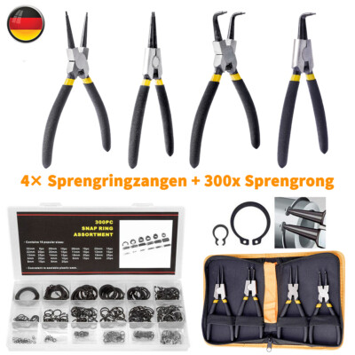 300 Stück Seegering Sortiment Set 3mm - 32mm Sprengringe Sicherungsring+Zange